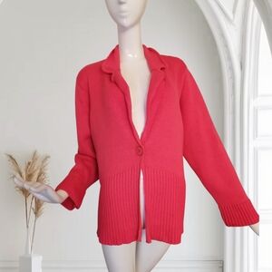 Jones New York Coral Collared Knit Cardigan